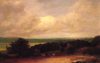 約翰 康斯特佈爾 Landscape Ploughing Scene in Suffolk